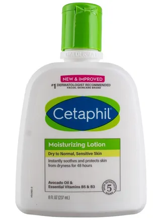 Cetaphil Moisturizing Lotion for Dry to Normal and Sensitive Skin, Avocado Oil and Essential Vitamins B5 and B3, 8 fl oz (237 ml) 