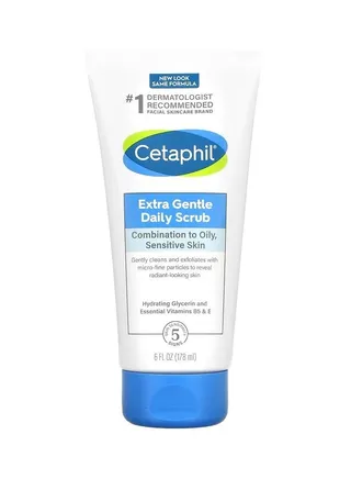 Extra Gentle Daily Scrub, Gently Exfoliates and Cleanses Without Over-Drying, For All Skin Types, Non-Irritating and Hypoallergenic, Suitable for Sensitive Skin, 6 fl oz, Pack of 1, by Cetaphil, Unise 