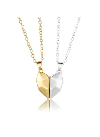 Two Souls One Heart Pendant Necklaces for Couple, Wishing Stone Creative Magnet Couples Necklace 