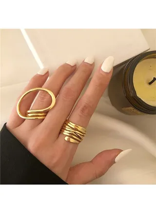 2 Pieces Elegant Style Geometric Pattern Ring Set Fashion Knot Ring 
