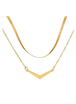 Simple Snake Bone Chain Double Clavicle Chain 