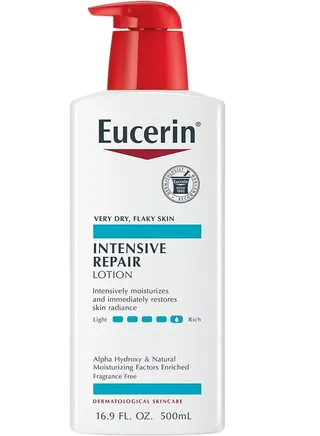 Eucerin Intensive Repair Rich Cream for Dry, Flaky Skin 16.9 fl oz Pump Bottle (Pack of 1) 500 ml 