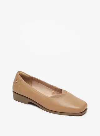 Women's Solid Slip-On Ballerina Shoes with Block Heels 