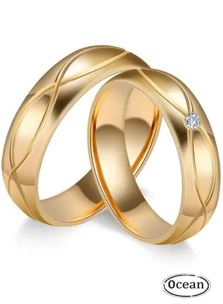 Titanium Steel Couple Ring, With Cross Stripe Design, And Diamond Embellishments, Fashionable And Versatile, Suitable As A Couple Gift 