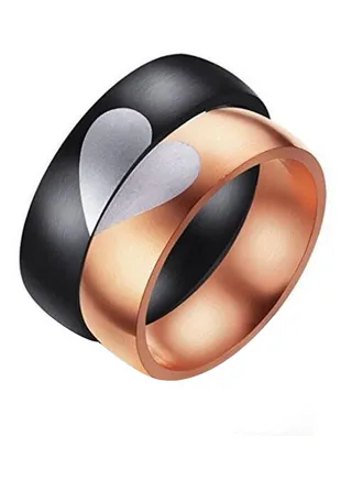 2-Piece Puzzle Heart Wedding Ring 