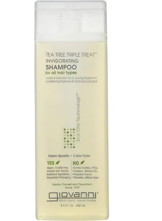 Giovanni Revitalizing Tea Tree Shampoo - Triple Treatment Daily Strengthening, Conditioning, and Clarifying Formula, 8.5 Ounce (Pack of 1) 