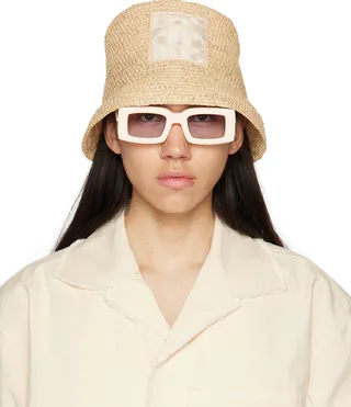 Jacquemus Beige Le Raphia 'Le Bob Ficiu' Hat