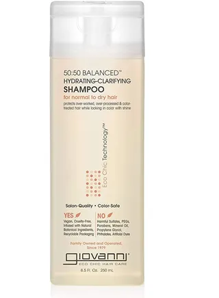Giovanni Eco Chic Balanced Moisturizing & Purifying Shampoo 50:50 - pH Balanced Leave-In for Over-Treated Hair, Provides Moisture and Protection, Salon Quality, Paraben Free, Color Safe - 8.5 oz 