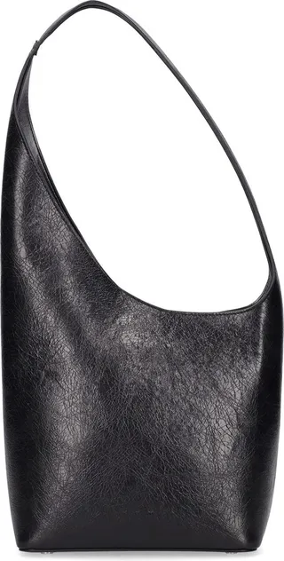 Demi Lune crackled leather bag
