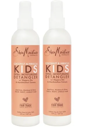 Shea Moisture Kids Coconut & Hibiscus Detangler Ultra-Hydrating Elm & Marshmallow, Anti-Frizz, Moisturize & Shine 8 oz, Pack of 2 