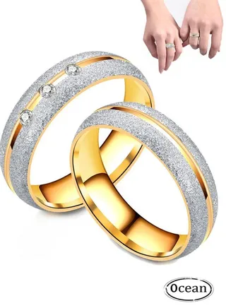 Titanium Steel Couple Ring With Diamond Embellishments, Fashionable And Personalized, Suitable As A Gift For Couples 
