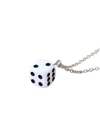 Silver Chain With Dice Pendant 