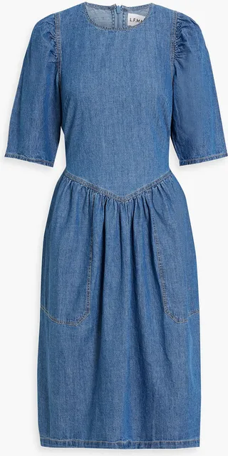 Kellen gathered cotton-chambray dress