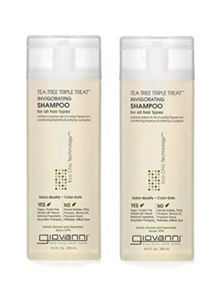 Giovati Triple Action Rejuvenating Shampoo with Tea Tree Oil, 8.5 Ounce Cooling Mint, Hydrating Rosemary and Purifying Eucalyptus, Helps Relieve Dry Scalp, Sulfate and Paraben Free (Pack of 2) 