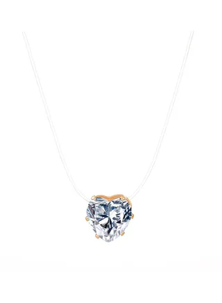 Transparent Fishing Line Zirconia Heart Necklace 