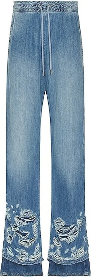 Diesel Martian Denim Wide Pants in Blue