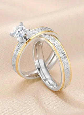 2Pcs Stainless Steel Couple Rings Size 6 