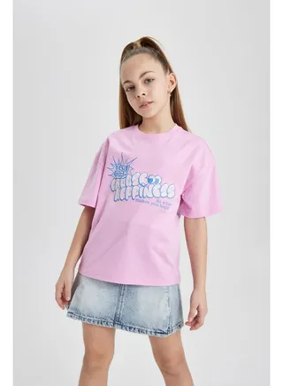 Girl Relax Fit Knitted Short Sleeve Body 