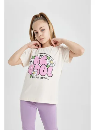 Girl Regular Fit Knitted Short Sleeve Body 