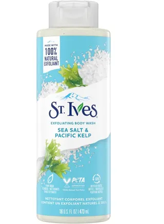 St. Ives Sea Salt & Pacific Grass Exfoliating Body Wash Made with 100% Natural Botanical Cleansers and Exfoliants, 16 oz. Ives 