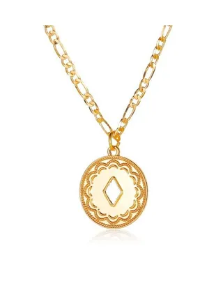Vintage Disc Cutout Rhombus Geometric Necklace 