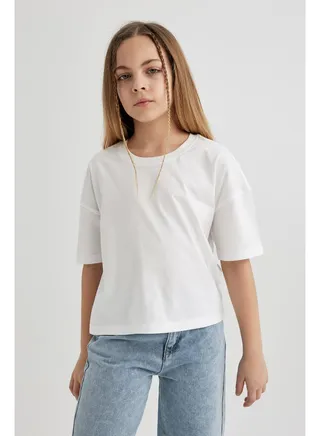 Girl Cropped Fit Knitted Short Sleeve Body 