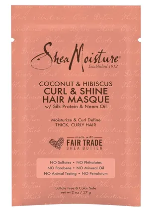 SheaMoisture Hair Mask for Dry Waves and Curls, Coconut Hibiscus Shea Butter Mask 2 oz 