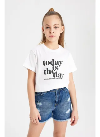 Girl Regular Fit Knitted Short Sleeve Body 