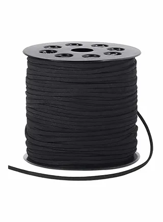 2.6mm Suede Cord, 100 Yards Flat Faux Leather Cord for Necklaces, Bracelets, Jewelry Making, Beading and DIY Crafts (Black) 