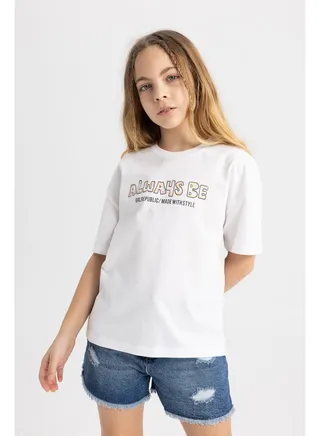 Girl Relax Fit Knitted Short Sleeve Body 