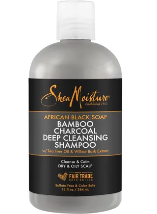 Shea Moisture Deep Cleansing Bamboo Charcoal and African Black Soap Shampoo 13 oz/384 ml 