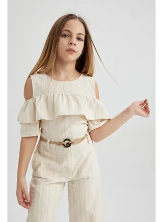 Girl Woven Short Sleeve Blouse 