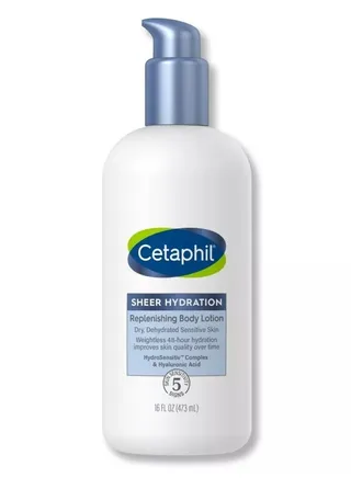 Cetaphil Sheer Hydration Body Lotion to replenish dry skin without odor | 473 ml | Body moisturizer for sensitive skin 48 hours | With hyaluronic acid, vitamin E and B5 