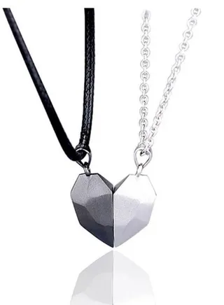 2 Pcs Magnetic Couple Necklace Heart Shaped 