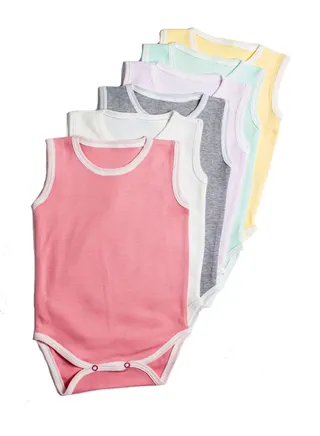 Cotton Bodysuit 6 Pieces Multiple Colors (Color may differ from pictures) 