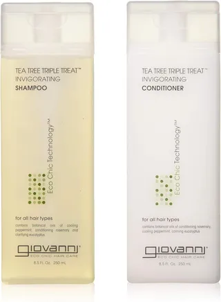 GIOVANNI COSMETICS - Eco Chic Tea Tree Triple Treatment - Revitalizing Shampoo and Conditioner Set (8.5 oz), by Giovanni 