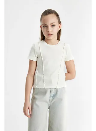 Girl Slim Fit Knitted Short Sleeve Body 
