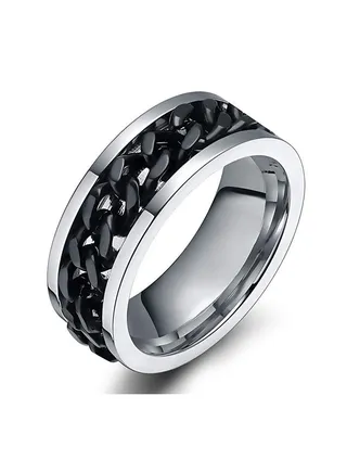 Stainless Steel Chain Inlaid Finger Ring 
