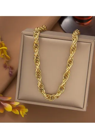 Fixed gold stainless steel chain, length 45cm + 5cm extension 
