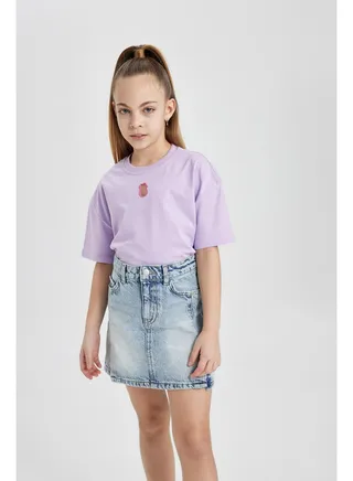 Girl Relax Fit Knitted Short Sleeve Body 