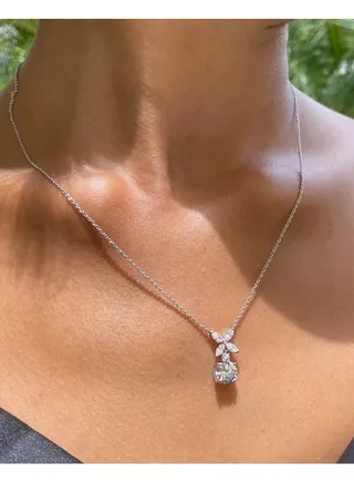 Round and Marquise Stone Necklace 