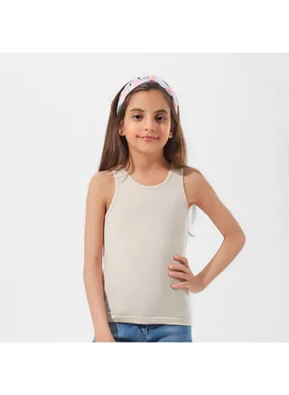 Mojo Girls' Wide Strap Tank Top Comfortable Beige 