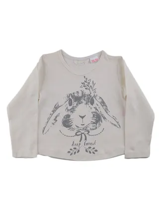 Creamy T-shirt for girls with bunny print 