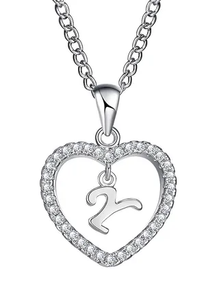 Concise Hollowed Heart Alphabet Chain Pendant 