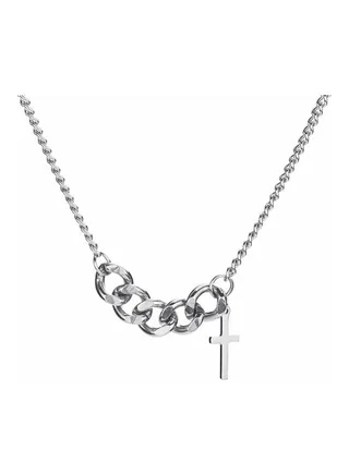 Rhodium Plated Ziron Studded Pendant Necklace 