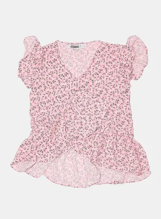 BLOUSE POWDER PINK Printed Junior Girls 