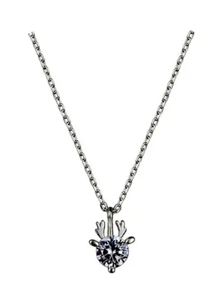Rhodium Plated Ziron Studded Pendant Necklace 