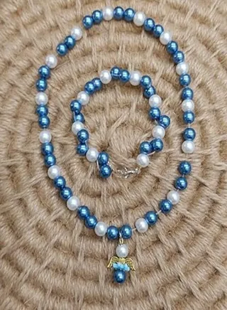 Girls Accessories Faux Pearl Necklace Bracelet Set 