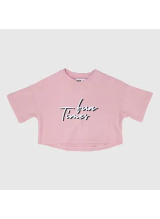 "Fun Times" Short-Sleeved Cropped T-Shirt 