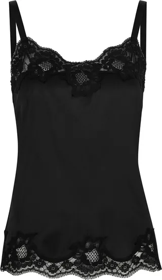 Dolce & Gabbana Lace-trimmed Satin Camisole Top